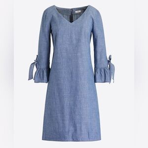 J. Crew Chambray ruffle tie-sleeve dress blue denim